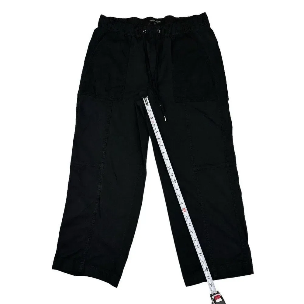 Banana Republic Straight Leg Drawstring Linen Black Pants Women’s Size Medium